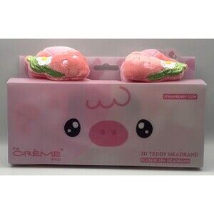 The Creme Shop 3d Teddy Headyband Plushie Spa Headband Strawberry Cow NEW